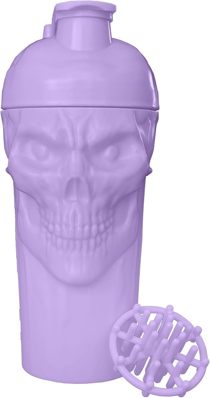 JNX SPORTS The Curse! Skull Shaker Bottle, 24-Ounce, Lavender Limited Edition, Supplement Mixer with Classic Loop Top
