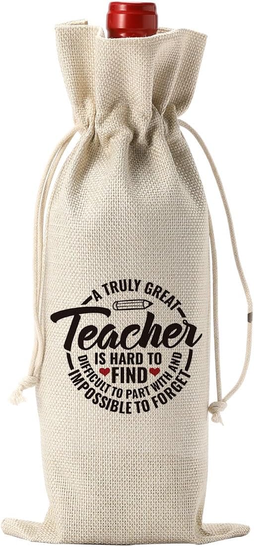 Teacher Thank You Gifts from Student, Teacher Appreciation Gifts for Women Men, Teacher's Day Gifts Wine Bags, A Truly Great Teacher