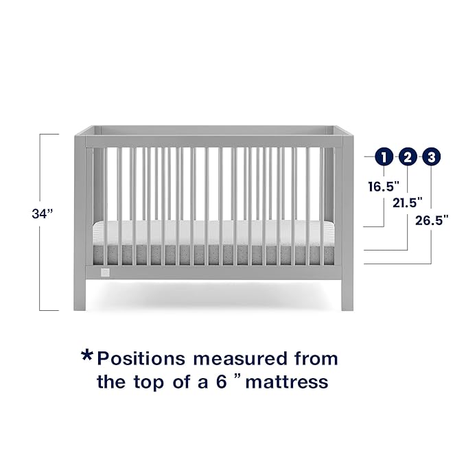 GAP babyGap Charlie 6-in-1 Convertible Crib - Greenguard Gold Certified, Grey