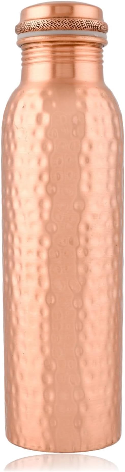 Pure Copper Metal Water Bottle - 32 oz - Indian Handmade Ayurveda Healing Benefit Drinking Water Bottle for Travel, Hiking, Gym, Office, Outdoor - Glossy Hammered