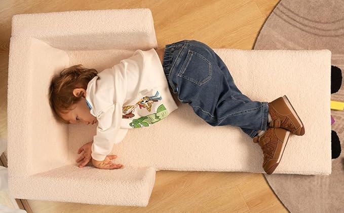 LonSEA Furniture, Panda, Baby Chair for Toddler, Toddler Bed, Convertible Sofa to Lounger - Comfy 2-in-1 Flip Open Couch/Sleeper for Kids, Kids Couch,Toddler Couch,White