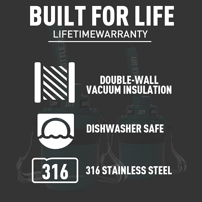 Stainless-Steel Water Bottle: Leakproof Lid, Perfect Sip, Double Insulated, Eco-Friendly, Dishwasher Safe & Stylish Strap (Forest, 32 oz)