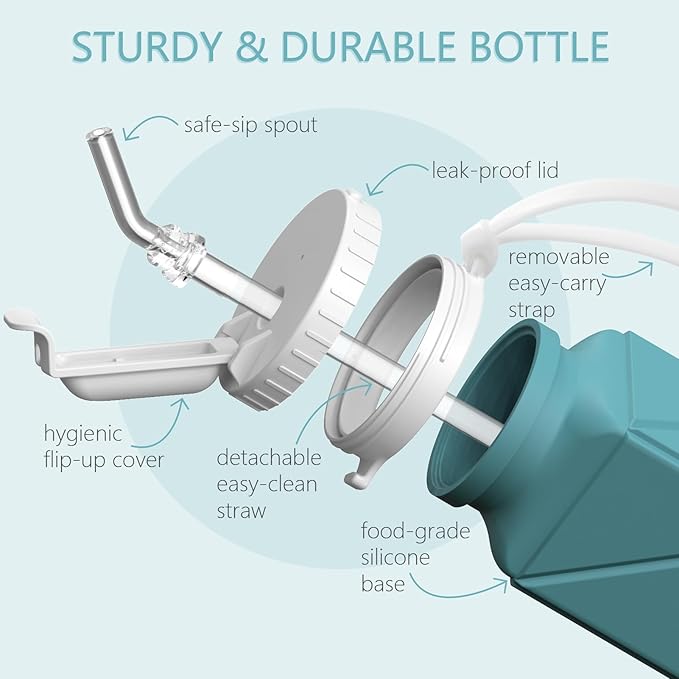 Collapsible Water Bottles, Silicone Foldable Portable Water Bottle 610ml, Lightweight Reusable Leakproof for Travel Camping Hiking Cycling Yoga Sports Outdoor