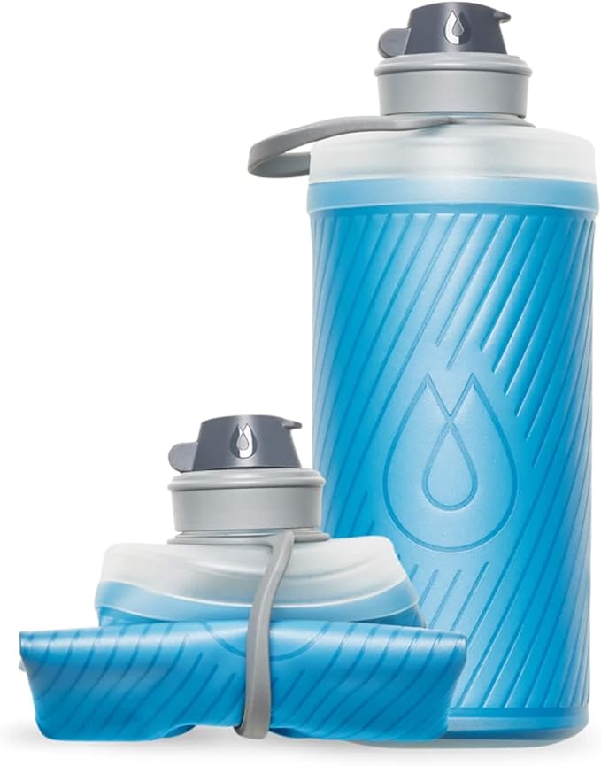 Hydrapak Flux - Collapsible Backpacking Water Bottle (1 Liter) - BPA Free, Ultra Light, Spill-Proof Twist Cap - Tahoe Blue