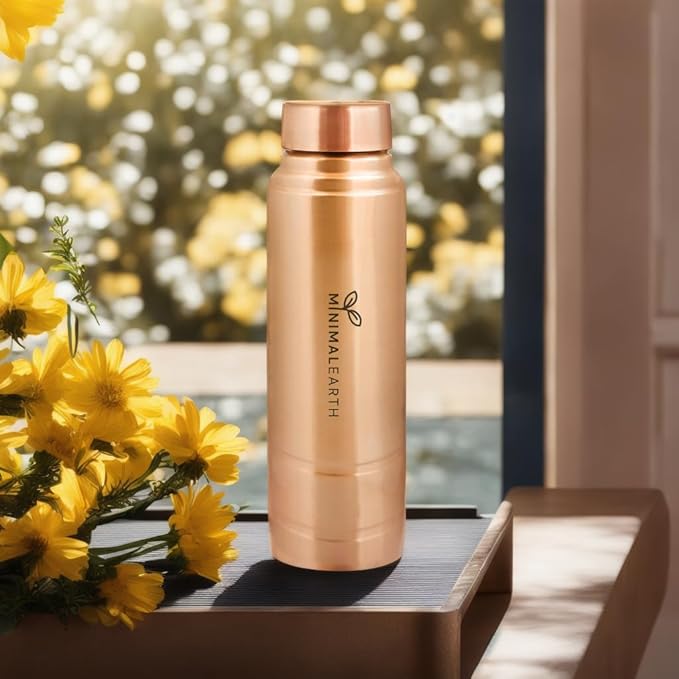 Classic Copper Water Bottle for Drinking, Leak-Proof Design, Made With Solid Copper Material, Elegant & Durable, Ideal for Gym, Office, Travel - 950 ML (32 oz)