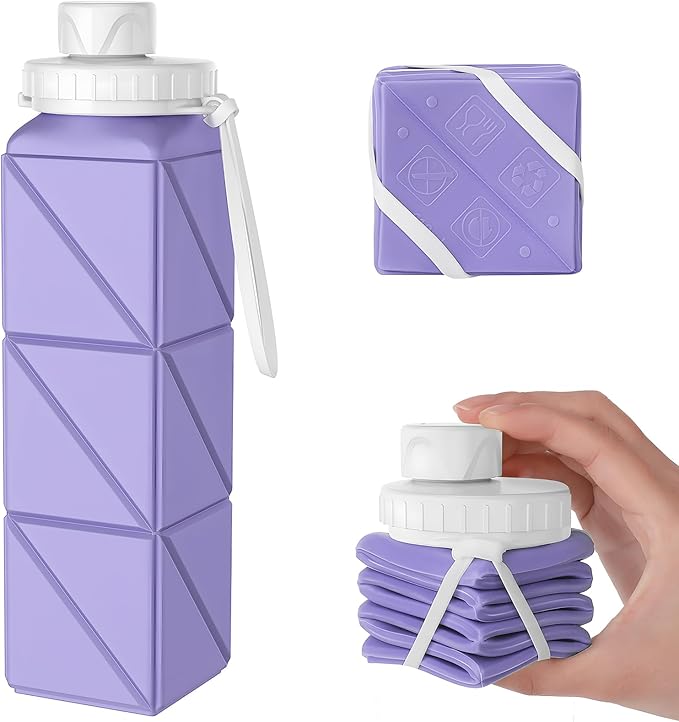 SPECIAL MADE Collapsible Water Bottles Cups Leakproof Valve Reusable BPA Free Silicone Foldable Travel Water Bottle Cup for Gym Camping Hiking Travel Sports Lightweight Durable