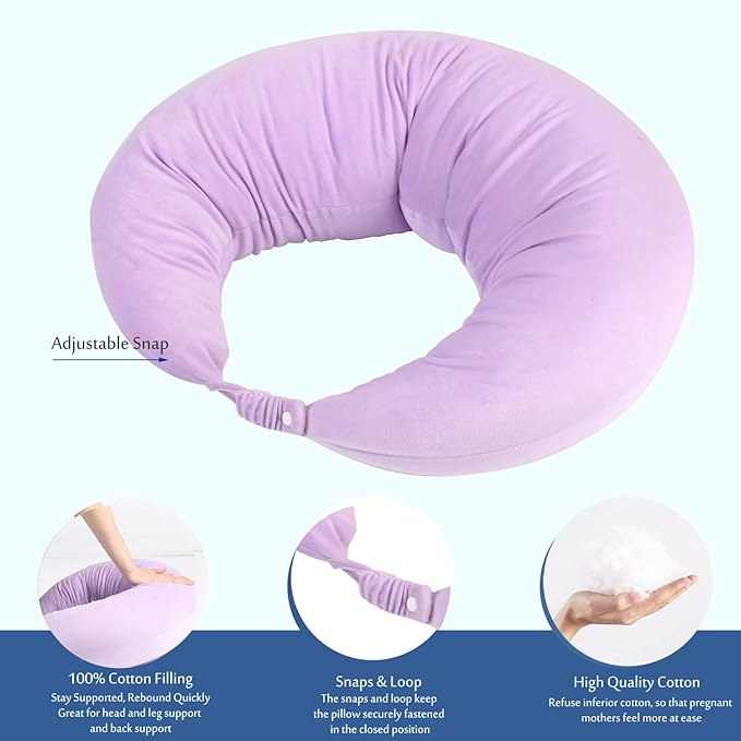 BBL Pillow After Surgery, BBL Pillow for Sitting Sleeping Driving, Hemorrhoid Pillow Seat Support Cushio for Butt with Hole, Butt Donut Pillow for Woman,Lavender