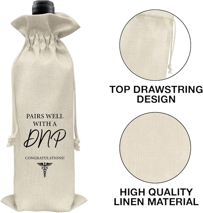 Graduation Wine Bag DNP Degree Wine Gift Bag Graduation Gift for Doctor Nurse Practice Med School Farewell Graduation Gifts