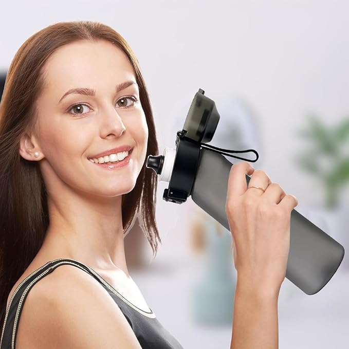 Matt Finish Water Bottle With 1 Flavor Pod | Include Straw and Strap | Silicone Leak-Proof Ring BPA Free, Air Water Bottle