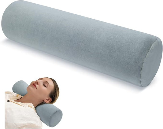 Cervical Neck Pillow Roll Memory Foam Support Round Pillows for Pain Relief Sleeping, Bed, Legs, Back and Yoga Grey 17 x 4.5 Inches