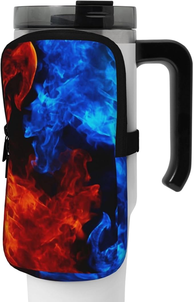 Water Bottle Pouch for Stanley Cup 40oz 30oz,Personalized Gym Purse for Men Women, Tumbler Pouch with Versatile Pocket Water Bottle Bag for Cards, Keys, Phone Botanical Leaf