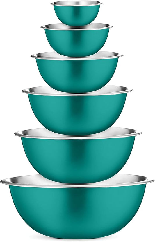 FineDine Stainless Steel Dishware Bowls - Easy To Clean, Nesting Bowls for Space Saving Storage, Great for Cooking, Baking, Prepping, 8 Quarts