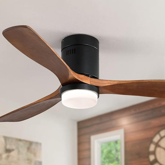 NicBex Ceiling Fan 52 Inch Ceiling Fans with Lights Ceiling Fan with 3 Blades and Remote Control Reversible DC Motor Ceiling Fan for Bedroom, Living Room, Brown