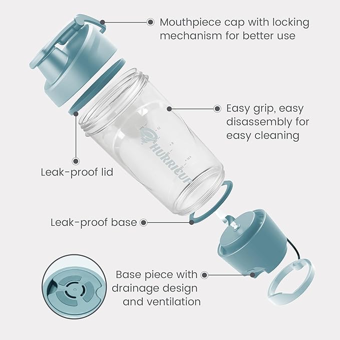 WONDER CORE Hurricup: 22 Oz Blender Shaker Bottle Cup for Protein Shakes with Hand Mixing Mechanism for Gym Workout, Sports Nutrition Pre-Workout Powders, BPA-free, Passed NSF, FDA, RoHS, REACH (Blue)
