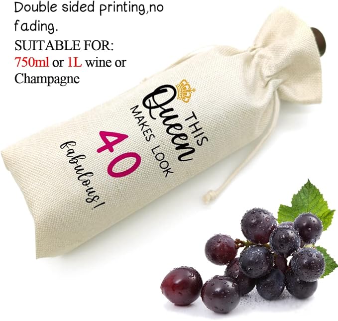 Socive 40th Birthday Wine Bags, 40 Years Old Gifts, 40th Birthday Gifts for Women, 1984 40 Birthday Party Decoration, Wine Bag Gifts for Friends Sisters Mom(40th Birthday)