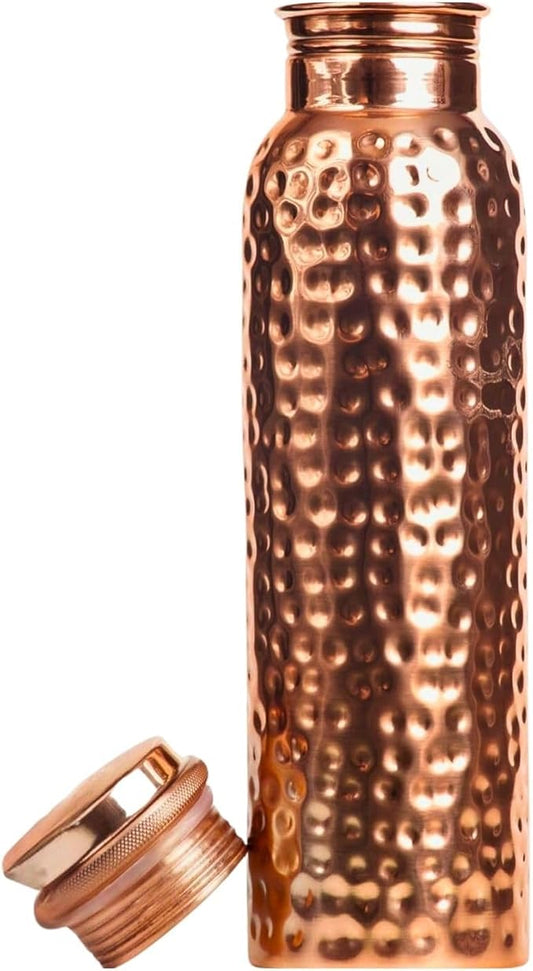 Copper Water Bottle - 34OZ - Versatile and Travel-Friendly Pure Copper Water Bottle – Ayurvedic Copper Drinking Bottle for Women and Men – Wide Mouth Design – | Lab-Tested, Heavy Duty & Leak-Proof |