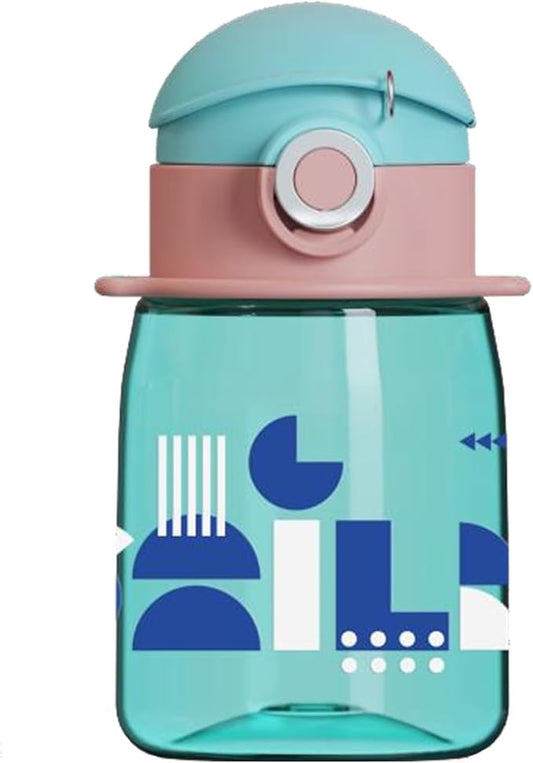 Exquisite Water Bottle with Lid - Durable & Modern Design - Easy Open Button & Carrying Lanyard – Tritan BPA Free Pure Plastic & Dishwasher Safe, Kids Cup (16.9 Oz)