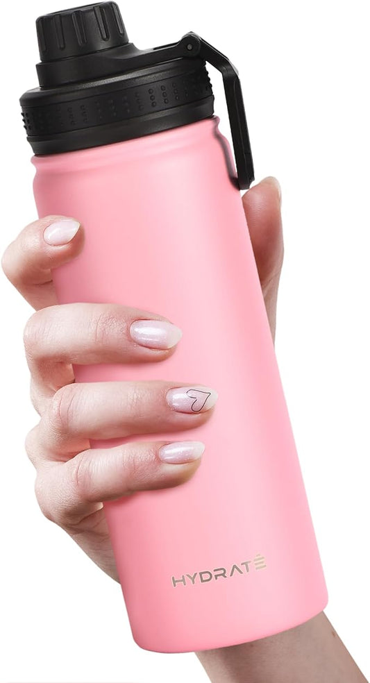 HYDRATE Insulated Stainless Steel Water Bottle - Large Reusable Flask with Leak-Proof Design and Convenient Handle - Double Vacuum Insulation for School, Work, or Adventure