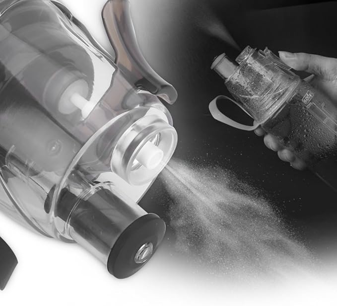 Vbestlife Mist Spray Water Bottle 600ml Portable Sport Water Bottle Anti Leak Drinking Cup with Mist Hydration (Black)