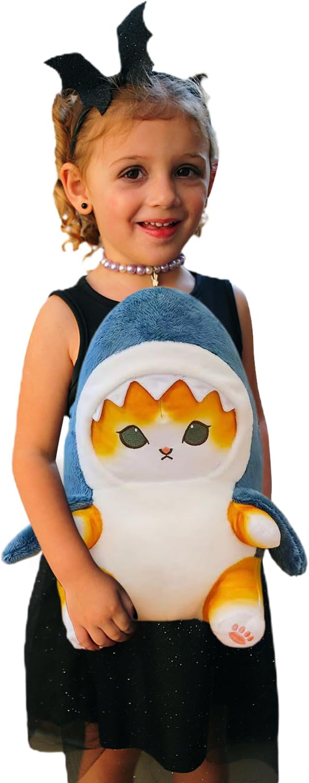 Kawaii Shark Cat Plush Toy Stuffed Animal Doll, Cute Soft Pillow Stress Release Hugs Toys Christmas Halloween Birthday Gifts for Kids Boys Girl Best Gift (Blue - Yellow,9 inch)