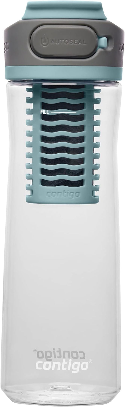 Contigo Clybourn Plastic FreeFlow Filter Water Bottle with AUTOSEAL spill-proof Lid 24oz., Salt