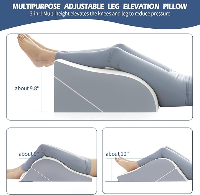 Wedge Pillow for Sleeping, Orthopedic Bed Wedge Pillow Set, 15-in-1 3PCS Adjustable Memory Foam Wedge Pillow Post Surgery, 9 &16 & 20 inches Height 3-in-1 Incline Wedges Pillows (White 2-Piece Set)