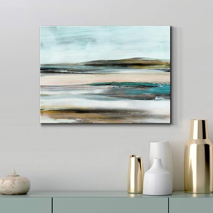 Renditions Gallery Canvas Nature Wall Art Modern Paintings & Prints Decorations Blurred Sandy Beach Abstract Vibrant Coastal Wall Hanging Artwork for Bedroom Office Kitchen - 8"x12" LT33