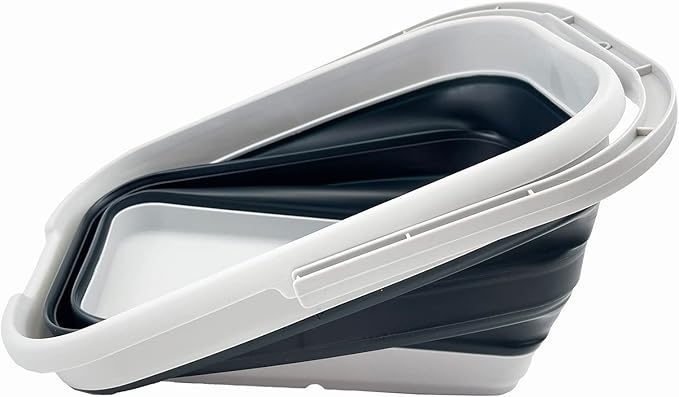 SAMMART 12L (3.1 gallon) Collapsible Rectangular Handy Basket/Bucket/Multiuse Foldable Water Pail for Camping, Fishing (Slate Grey)