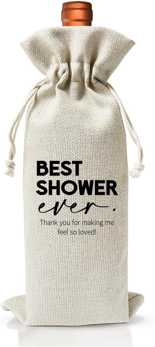 Bridal or Baby Shower Host Gift Wine Bag, Appreciation Christening Thank You Gifts For Hostess Bride Women Engagement Wedding Girls Night New Parents Baby, Baby Shower or Bridal Party Gift Favor Decor