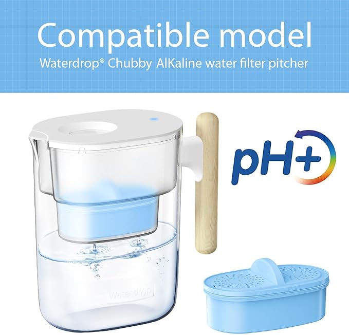 Waterdrop WD-PF-AL Replacement Alkaline Filters for All Waterdrop Pitcher and Dispenser Filtration System, Improved Coffee Taste, Last Up to 100 Gallons (Pack of 2)