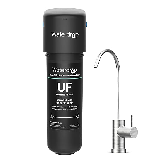 Waterdrop 10UB-UF 0.01 μm Ultra Filtration Under Sink Water Filter System for Baçtёria Reduction, Reduces Lead, Chlorine, Bad Taste & Odor, 8K Gallons, with Dedicated Faucet, USA Tech