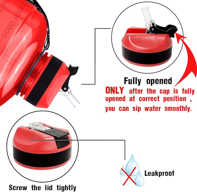 QuiFit Motivational Gallon Water Bottle - with Straw & Time Marker BPA Free Large Reusable Sport Water Jug with Handle for Fitness Outdoor Enthusiasts Leak-Proof