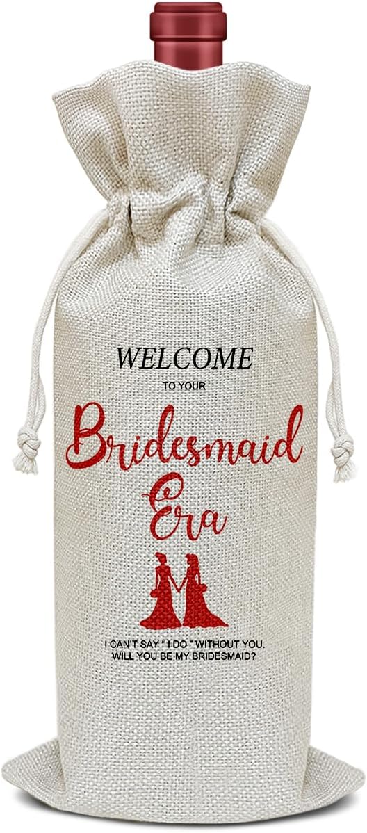 Engagement Wine Bag, Wedding Gift for Bridesmaid Bestie Sister Friends, Bridal Shower Wine Gift Bag, Party Favor Wine Champagne Gift Bag With Drawstring -24