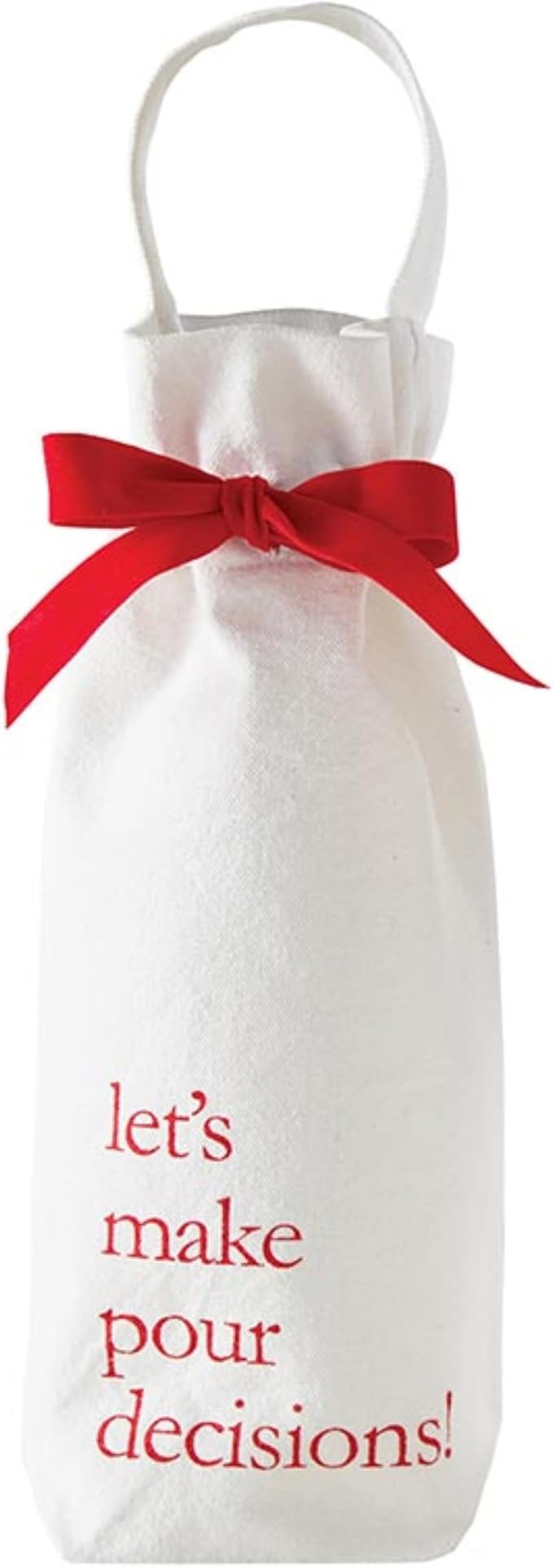 Santa Barbara Design Studio Canvas Wine Bag With Handle Face-to-Face Designs Reusable Gift Tote, 3.5" W x 11" H, Let's Make Pour Decisions