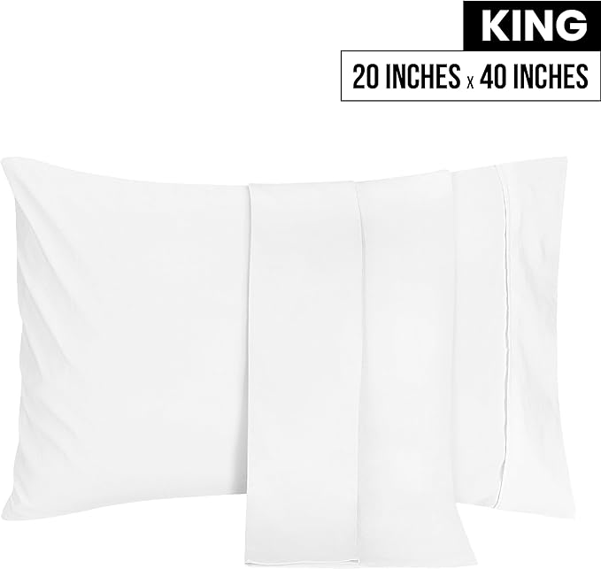 Utopia Bedding King Pillow Cases - 2 Pack - Envelope Closure - Soft Brushed Microfiber Fabric - Shrinkage and Fade Resistant Pillow Covers 20 X 40 Inches (King, White)