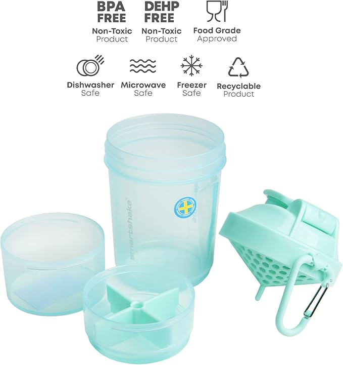 Smartshake Original 2GO, 20 oz Shaker Cup, Mint Green (Packaging May Vary)