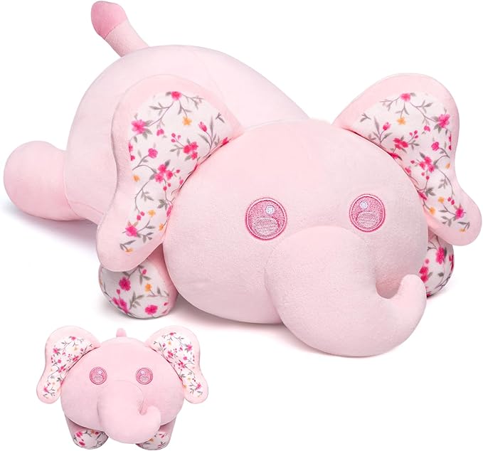 Cute Elephant Plush Pillow, Kawaii Plushies Pink Elephant Stuffed Animals, Squishy Plushies, Cuddle Plush Pillow for Boys & Girls