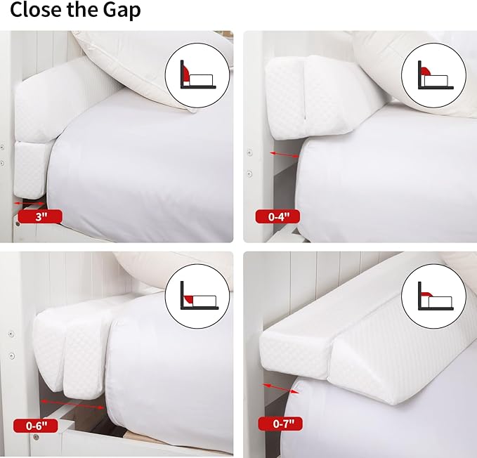 MABOZOO Pillow Wedge for Headboard Gap,Bed Gap Filler Full Size,Foldable Bed Wedge Pillow for Headboard,White Bed Wedge Gap Filler,Foam Mattress Gap Filler,54"x6"x6"