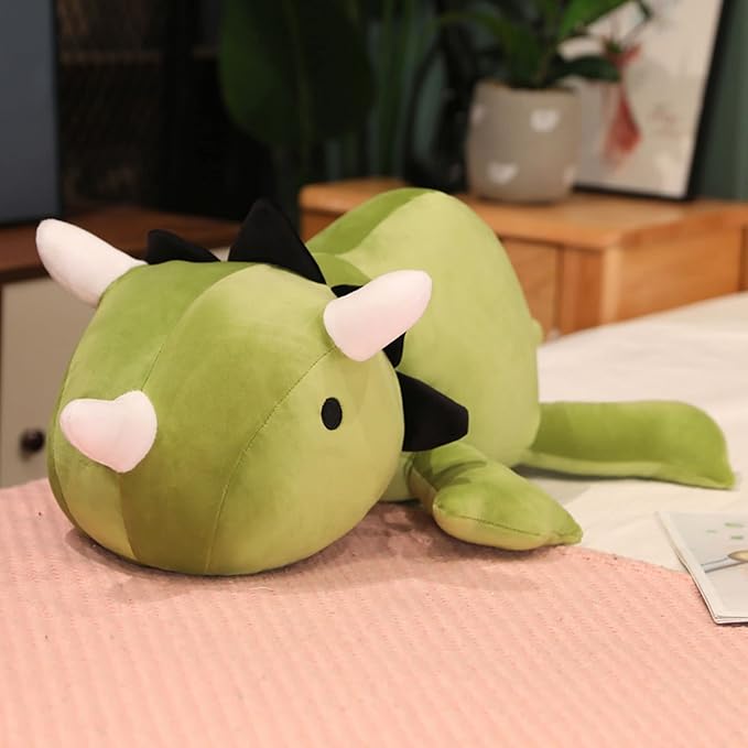 SQEQE Weighted Dinosaur Plush, Anxiety Weighted Stuffed Animals, Weighted Dinosaur Plushie Weighted Dino Throw Pillows for Kids Adults Green 23.6 Inch, 3.1 lbs