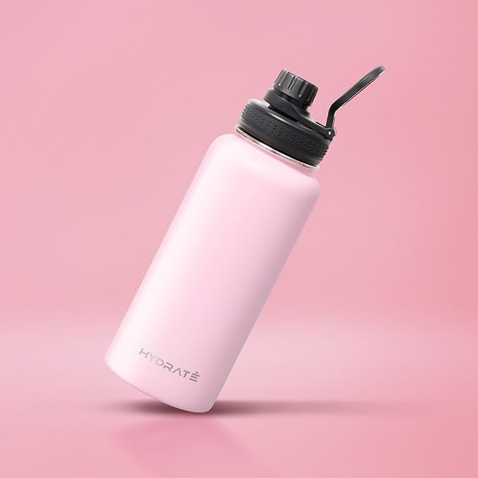 HYDRATE Insulated Stainless Steel Water Bottle - Large Reusable Flask with Leak-Proof Design and Convenient Handle - Double Vacuum Insulation for School, Work, or Adventure