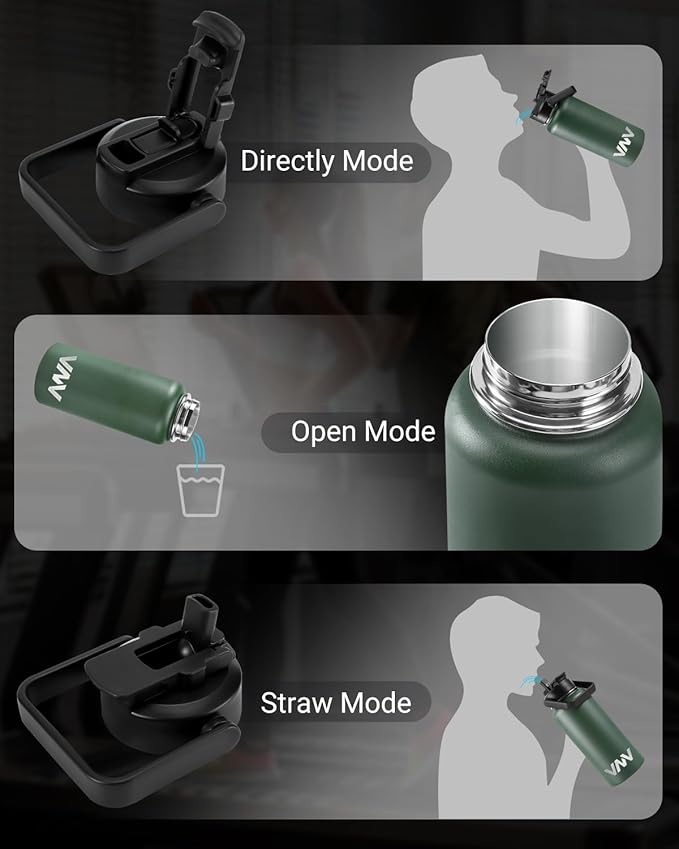 VNV 32 Oz Insulated Water Bottle, Stainless Steel Vacuum Double Wall Insulated Thermos, Leak Proof Travel Mug with Straw Lid, for Home and Outdoor