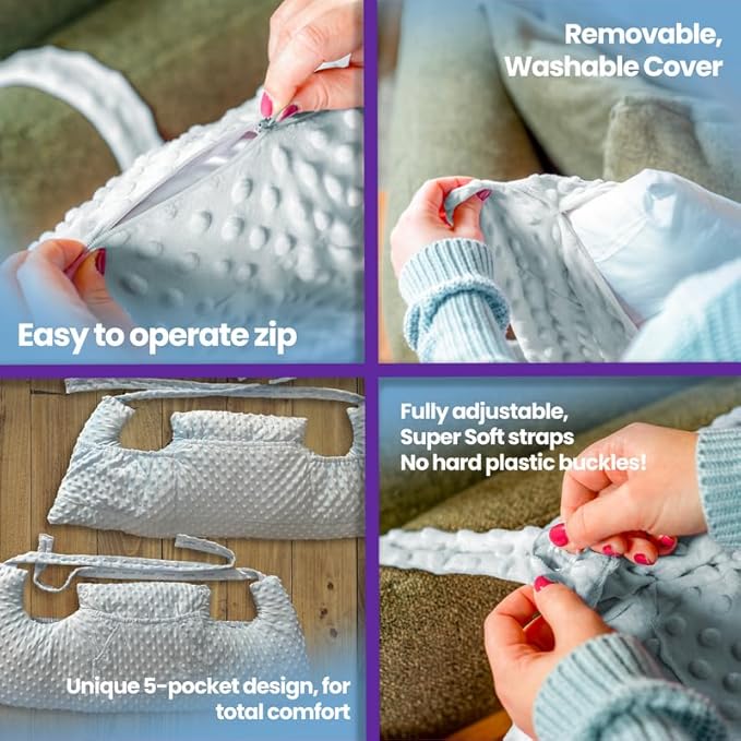 Mastectomy Pillow Post Op Pillow for Breast Surgery Recovery | Choose The Color for You | Hand Ice-Pack Pockets | Converts to Cloud Soft Cushion (Serene Sky)