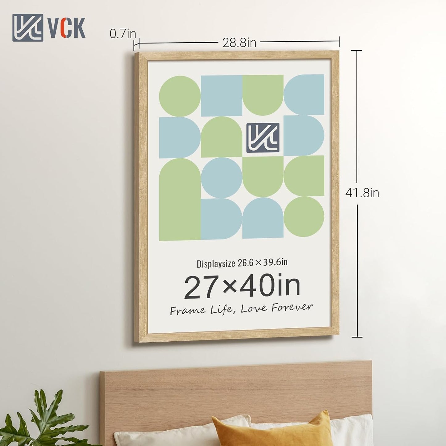 VCK 27x40 Oak Poster Frame 3 Pack, Natural Solid Wood Picture Frames, Wall Gallery Frame