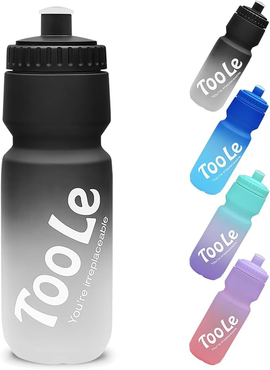 Bike Squeeze Water Bottle w/Pull Top Lid, Leakproof, BPA Free, Easy Squeeze Reusable Water Bottles for Fitness, Cycling, Running, Hiking, School, Fresh Color 24 Oz (1 Pack)