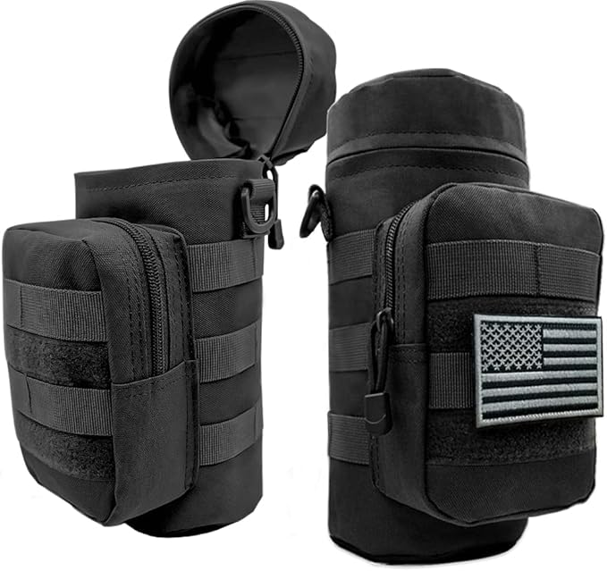 Outdoor Military Tactical Water Bottle Bag, Multi-Function Mount Water Bottle Bag for Camping Trip, with Adjustable Shoulder Strap, Large-Capacity Water Bottle Bag on Waist
