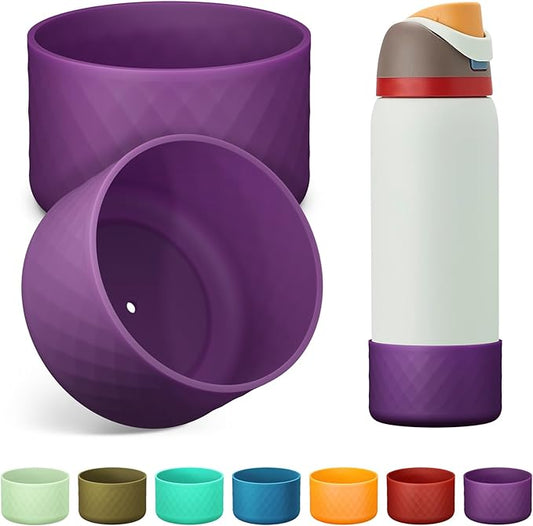 2PCS Silicone Water Bottle Boot for Owala 24oz 32oz 40oz, Anti-Slip Protective Sleeve Bottom Bumper Protector for FreeSip, Twist, and Flip Stainless Steel Water Bottles