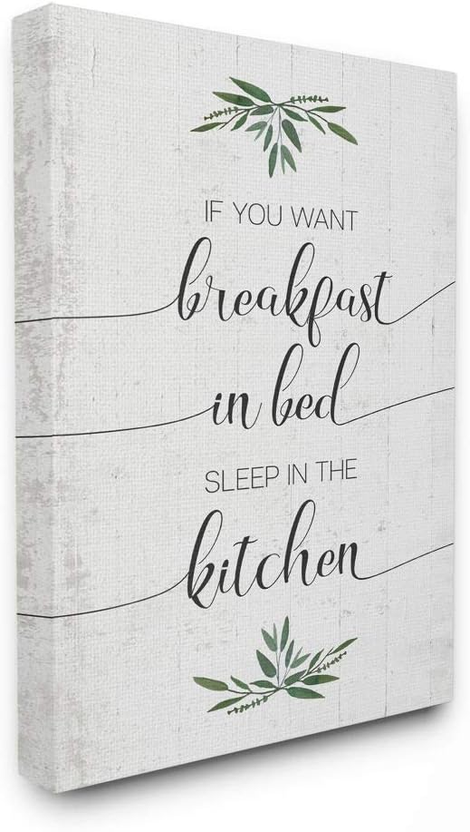 Stupell Industries for Breakfast in Bed Sleep in Kitchen Sassy Phrase Wall Art, 36 x 48, Off-White