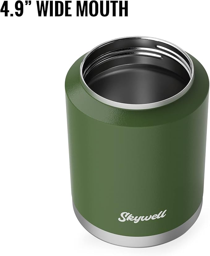 SkyWell Half Gallon Insulated Water Bottle with Handle and Wide Mouth Water Flask Sweat-Proof and Leak-Proof 64 Oz Water Jug for Outdoors, Olive