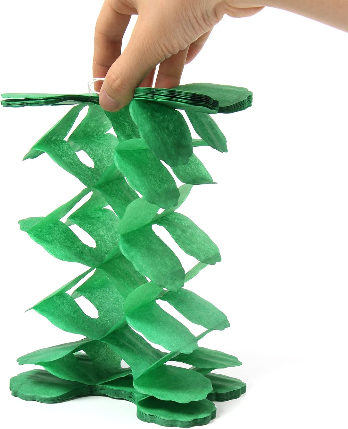 Sage-Green Pink-Gold Party-Decorations Streamers Garland - 12pcs 4-Leaf Clover Paper Streamer Wedding Bridal Shower Bachelorette Engagement Paper Flowers Banners Valentines Mothers Day Decor Ouruola