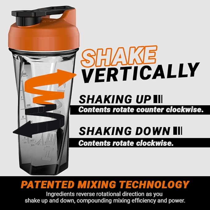 HELIMIX 2.0 Vortex Blender Shaker Bottle Holds upto 28oz | No Blending Ball or Whisk | USA Made | Portable Pre Workout Whey Protein Drink Shaker Cup | Mixes Cocktails Smoothies Shakes | Top Rack Safe